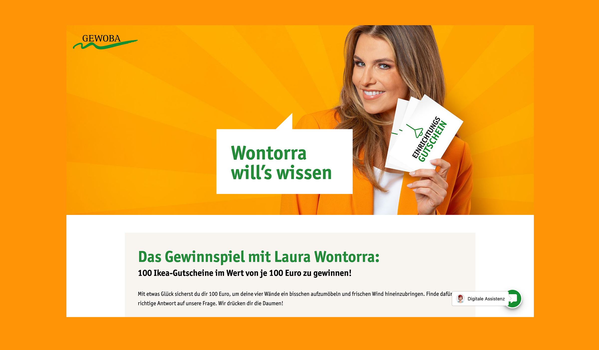 Screenshot Kampagnen Landingpage gewoba.de