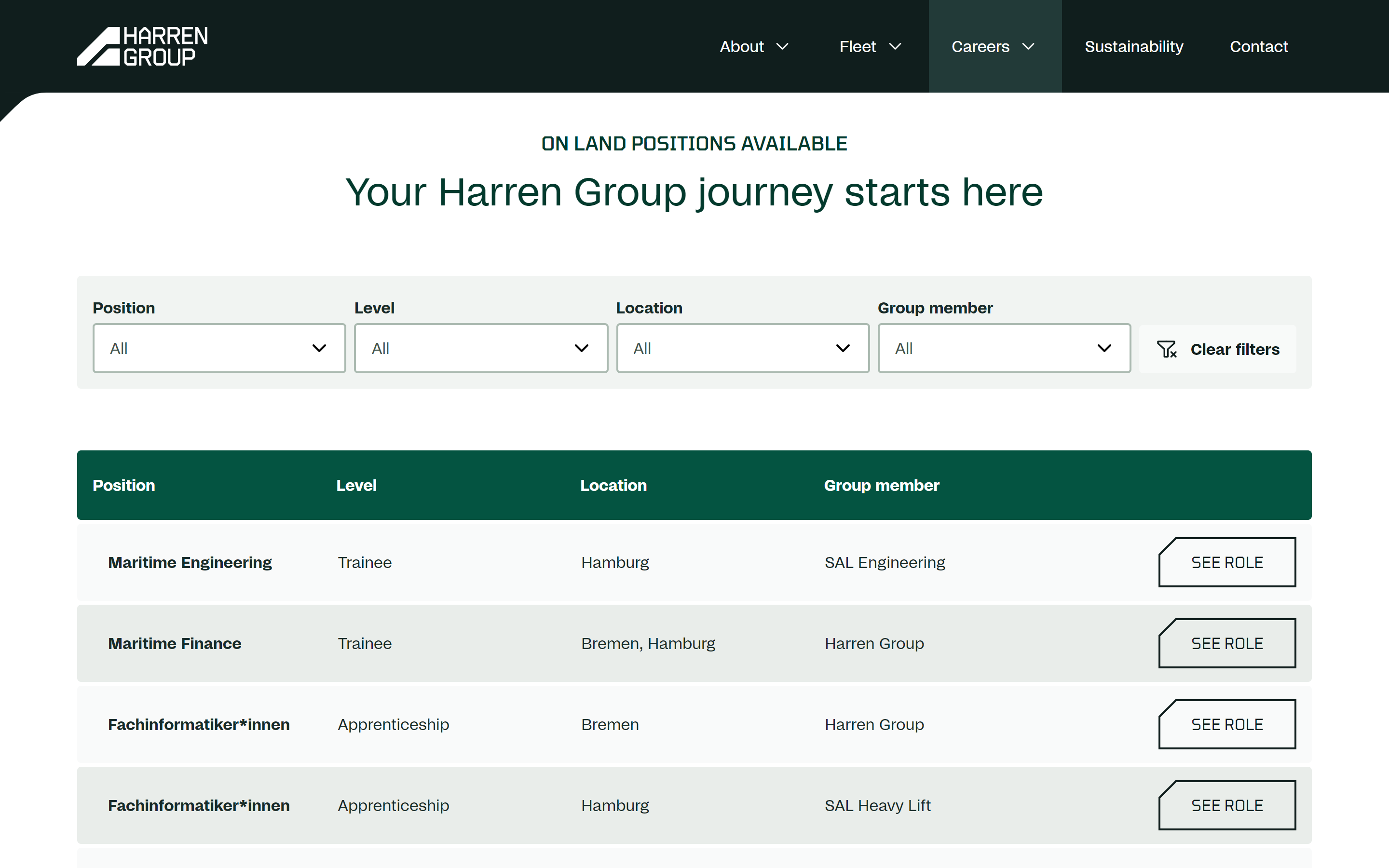 Screenshot Karriere Seite harren-group.com