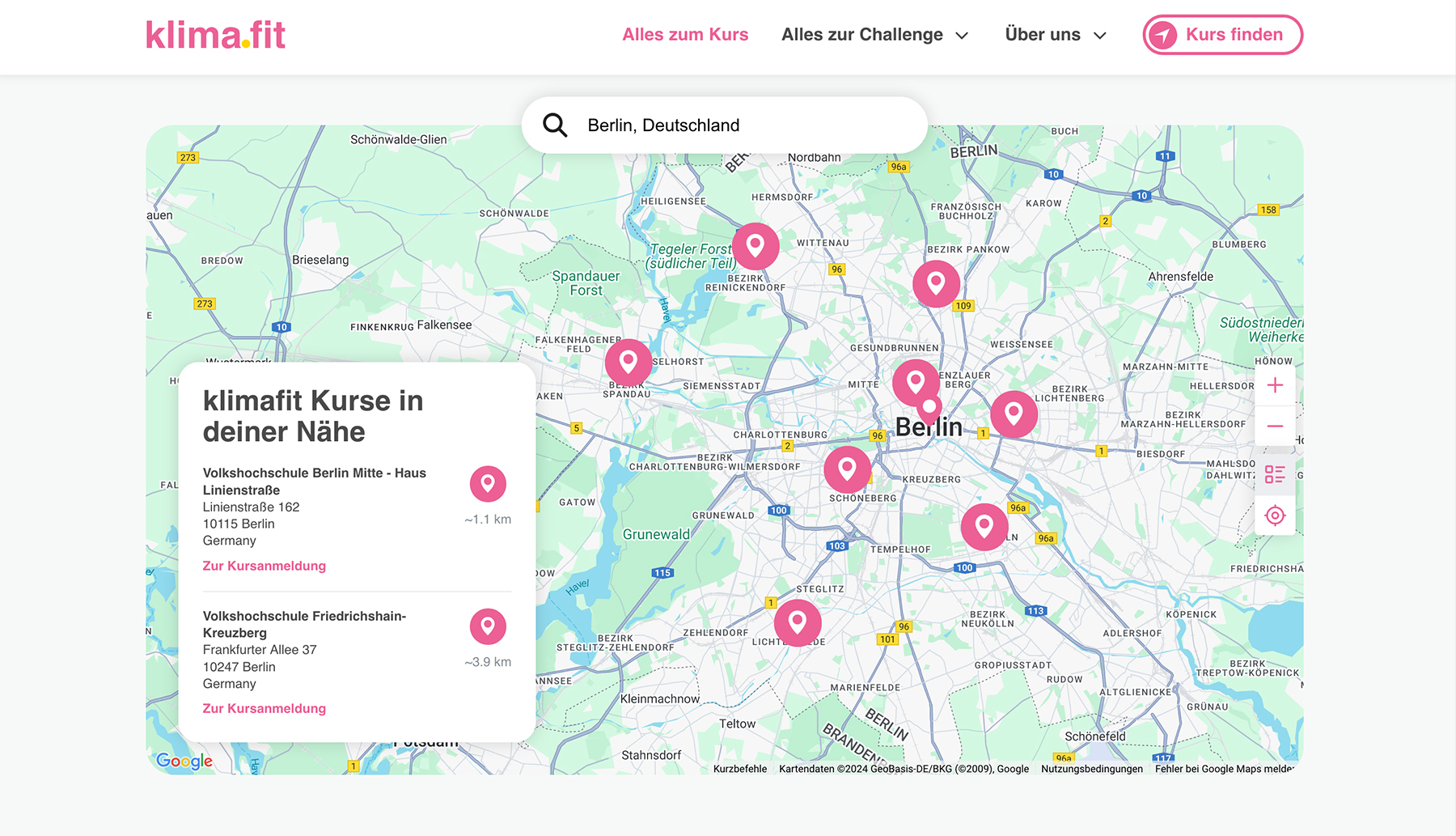 Screenshot Googlempap klmatfit-kurs.de